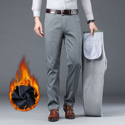 KUBRO Winter Men Warm Trousers Big Size Classic Style Busine