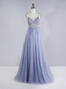 Beaded Crystal Prom Dresses 2024 Long Sexy See Through A-Lin