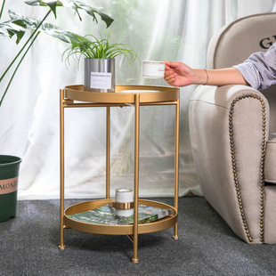 Nordic Simple Iron Double Layer Small Tea Table Corners Roun