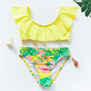2021 Girls Swimsuit Two Piece Hot Stamping Children's Swimwe