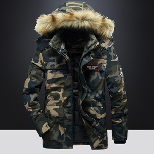 For  Winter Military Cargo Zip Up Camouflage Jacket Men Thic