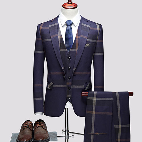 3 Pcs Suits Set Coat Vest Pants /  Fashion Men's Casual Bout