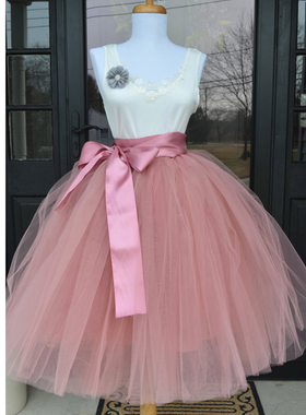 6Layers 65cm Fashion Tulle Skirt Pleated Tutu Skirts Women L