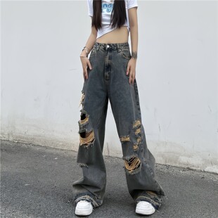 American Style Y2k Setwear Ripped Jeans Women  Oversize Bagg