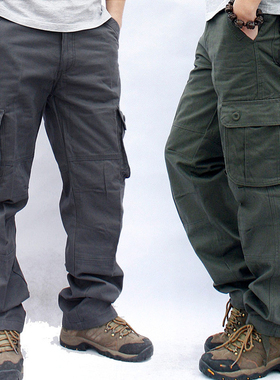 Cargo Pants Men Military Work Overalls Loose Straight Tactic