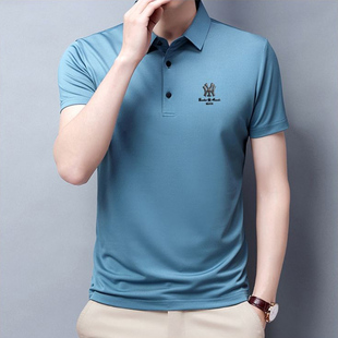 seamless shirt men cool silk ice lapel casual summer hot