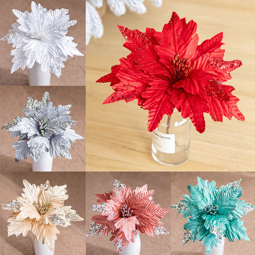 Large Flower Hanging Xmas Ornament 25CM Christmas Tree Sequi