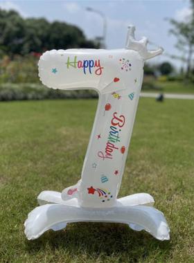 32 Inch White Foil Number Balloons Digital Globos Birthday W