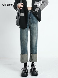 Circyy Baggy Jeans Women High Waisted Vintage Ankle-Length D