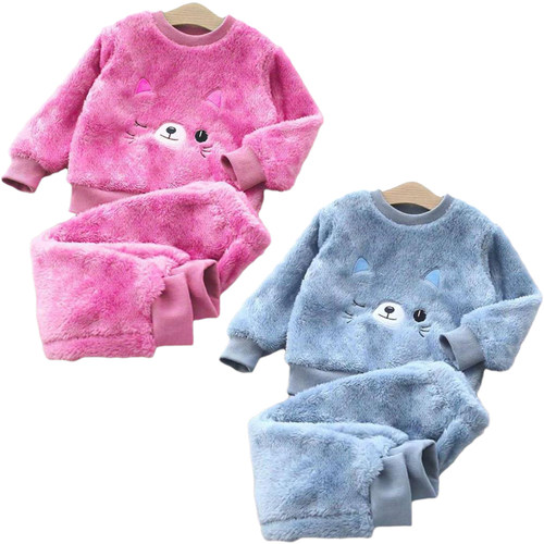 New winter Baby Boy Girl Thicken Pajamas Set Flannel Fleece