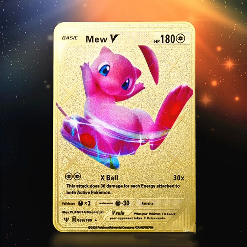 New Pokemon Metal Cards Vmax Gx Mega Gold Metal Stainless St 模玩/动漫/周边/娃圈三坑/桌游 收藏卡牌/卡片 原图主图