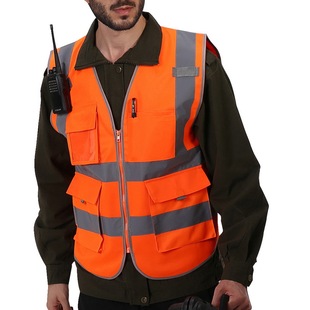 JODIMITTY Men High Safety Vest Work Vest Workwear Safety Red