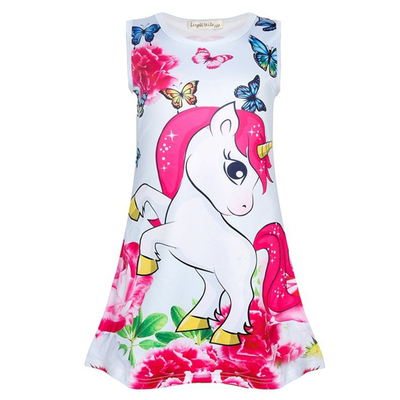 Cute Princess Dress Summer Unicorn Butterfly Cartoon Dress U