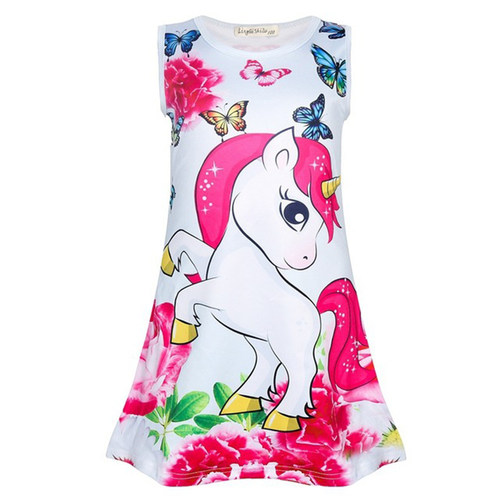Cute Princess Dress Summer Unicorn Butterfly Cartoon Dress U