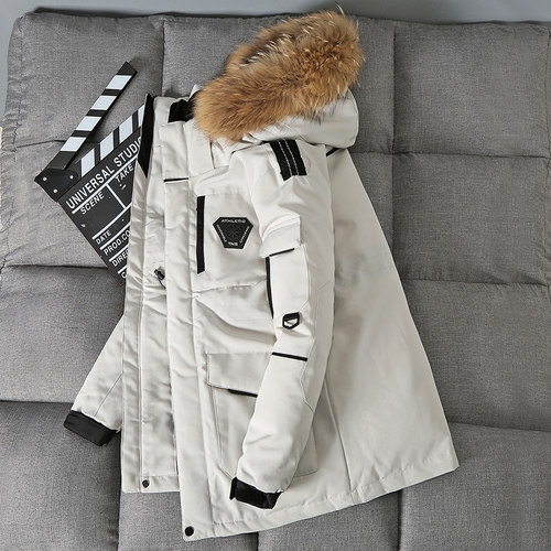 -20 Degree Winter Parkas Jacket Men White Duck Down Parkas W