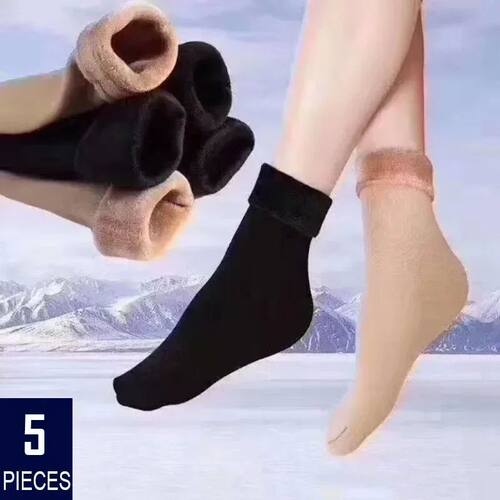 5Pairs/Lot Winter Warm Solid Women Socks Thicken Thermal Soc