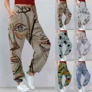 Women Sweat Pant Harajuku Tie Dye Printed Trousers Jogger Dr