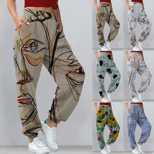 Women Sweat Pant Harajuku Tie Dye Printed Trousers Jogger Dr