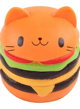 Jumbo Cat Face Burger Squishy Simulated Bread PU Scented Sof