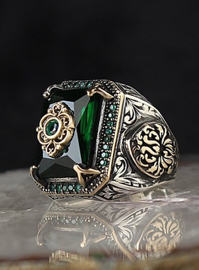 Retro el yap?m? türk Signet yüzük erkekler kad?nlar i?in