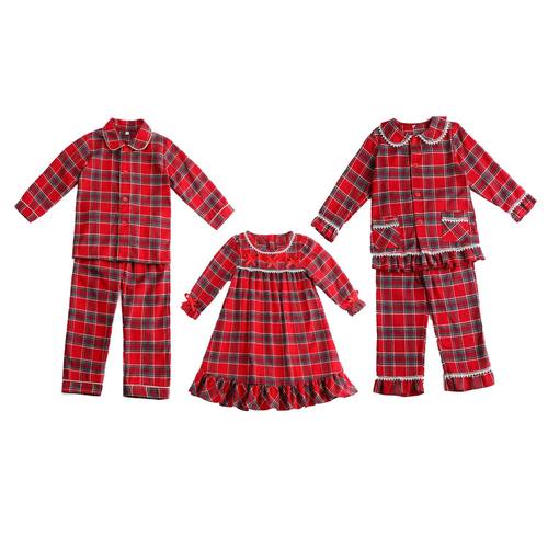 2023 Wholesale Baby Clothes Tartan Flannel Toddler Pajamas S