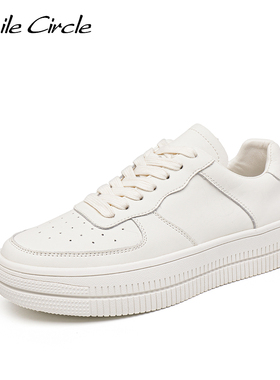 Smile Circle White Sneakers Women Flat Platform Shoes Spring