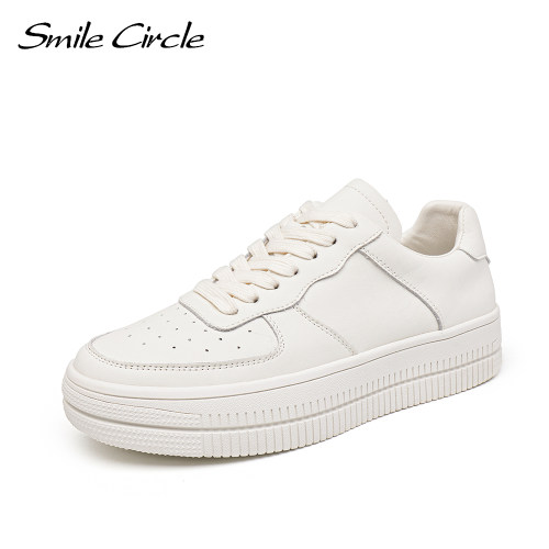 Smile Circle White Sneakers Women Flat Platform Shoes Spring