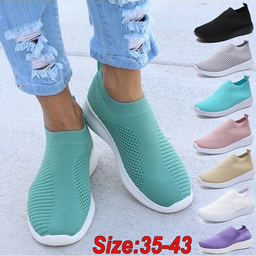 Women Flats Shoes Plus Size 43 Breathable Mesh Platform Snea