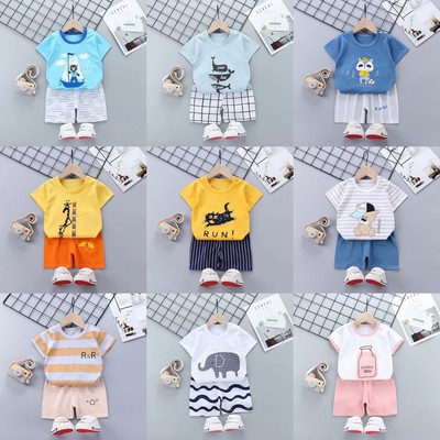 2pcs Baby Boys Girls Summer Clothing Set Infant Clothes Suit