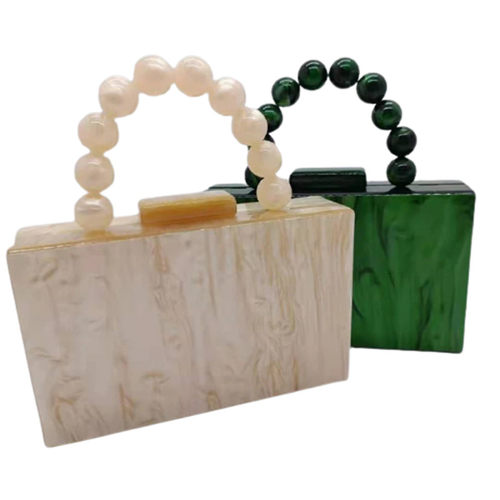Pearl Green Nude Color Acrylic clutch Day Box Bags Women Eev