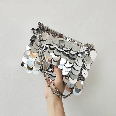 Sequins Handbags Silver Bag Women Small Tote Bag Bling Bling