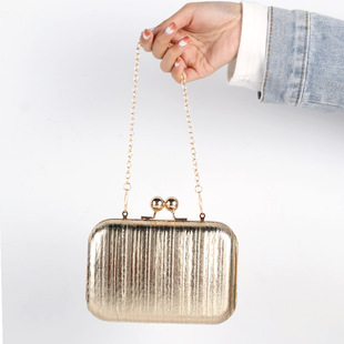 Gold Designer Bag Small Luxury Women Clutches Summer Handbag