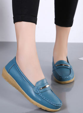New Genuine Leather Shoes Woman Slip On Women Flats Moccasi