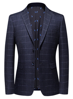 British's Style Vintage Plaid Blazer Men Casual Slim Fit Sui