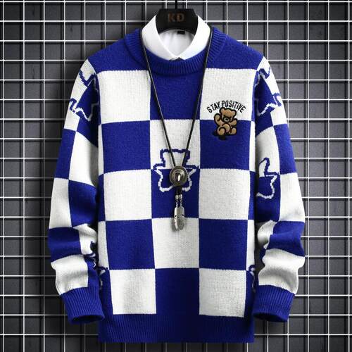2022 New Winter Hip Hop Printed Loose Mens Sweaters High End