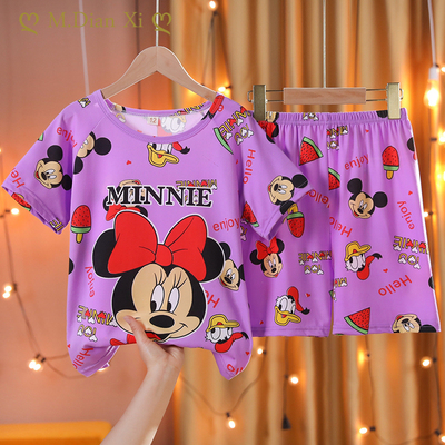Kids Pyjamas Tops Pant Summer Cartoon Sleepwear Set Boys Gir