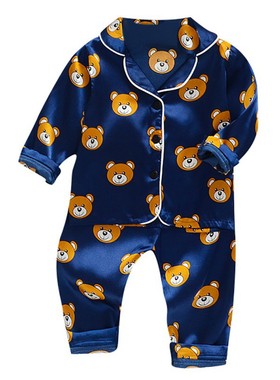 Toddler Silk Satin Pajamas Pyjamas Set Baby Sleepwear Pijama