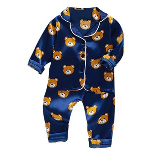 Toddler Silk Satin Pajamas Pyjamas Set Baby Sleepwear Pijama