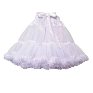 Women Girls Ruffled Short Petticoat Solid White Color Fluffy