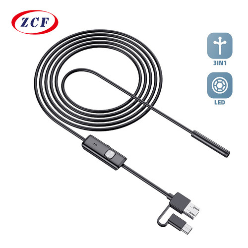 Android Endoscope Camera 5.5MM 7MM  Lens 3IN1 Tpye-c Micro U