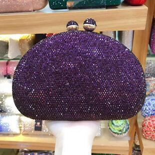 XIYUAN Women Purple/Pink Color Crystal Evening Bag Stones Da