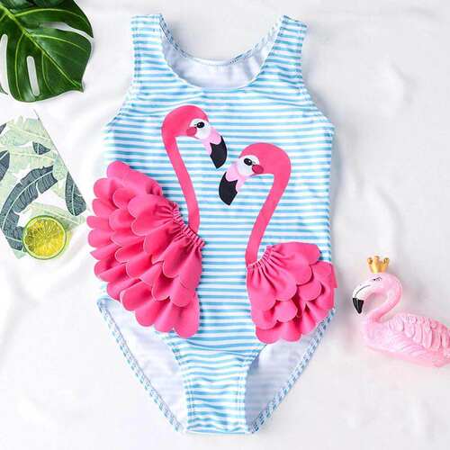 Citgeett Summer Flamingo Kid Baby Girl One Piece Bikini Swim