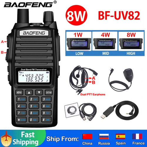 Baofeng Real 8W Portable Radio Walkie Talkie UV-82 Dual PTT