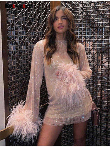 Eotvotee Mesh Dress for Women 2023 New Sexy See Through Long
