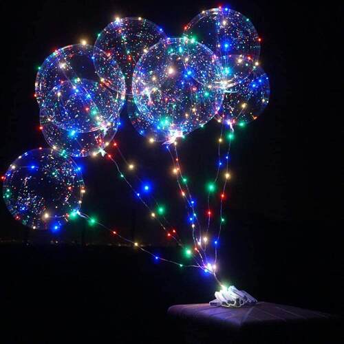 10 Pack Transparent Christmas Led Bobo Balloons Helium Glow