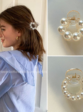 Sweet Mini Round Pearl Hair Clips for Women Girls Hair Claw