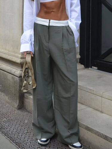Weekeep Setwear Baggy Suit Pants Vintage Patchwork Low Rise