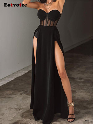 Eotvotee Strapless Split Sexy Dress for Women Summer 2023 Ne