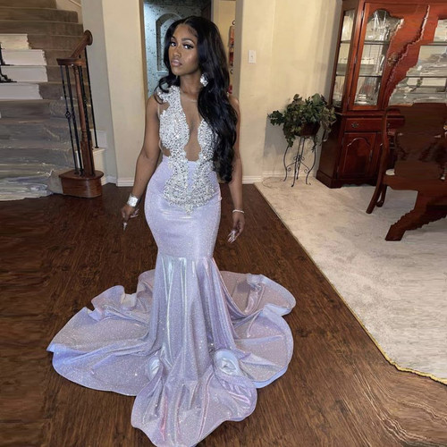 Glitter Elegant Sexy Prom Dresses Sleeveless Mermaid Sequins