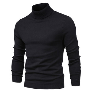 10 Color Winter Men's Turtleneck Sweaters Warm Black Slim Kn
